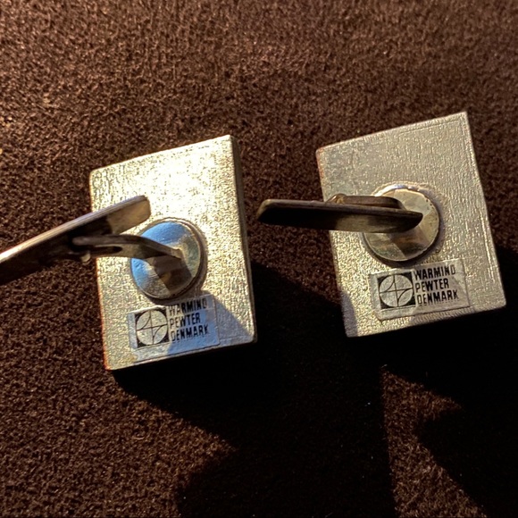 Midcentury Modern Brutalist Vintage Cast Pewter Cufflinks! Modernist OOAK - Picture 3 of 4